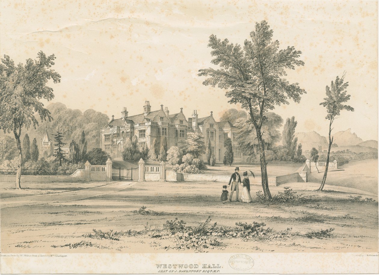 Westwood Hall: lithographie teintée, nd [1832-1841] - Charles Joseph Hullmandel