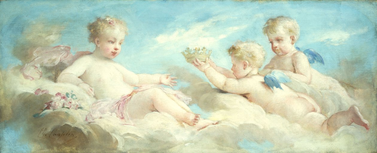 Putti folâtrant dans les nuages - Charles Joshua Chaplin