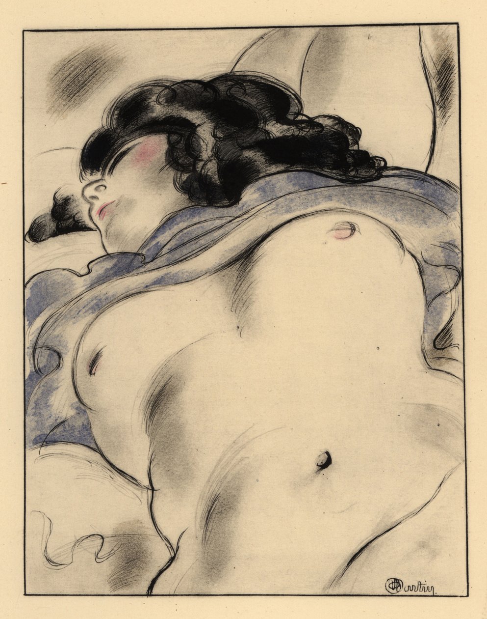 Femme à moitié nue endormie, s