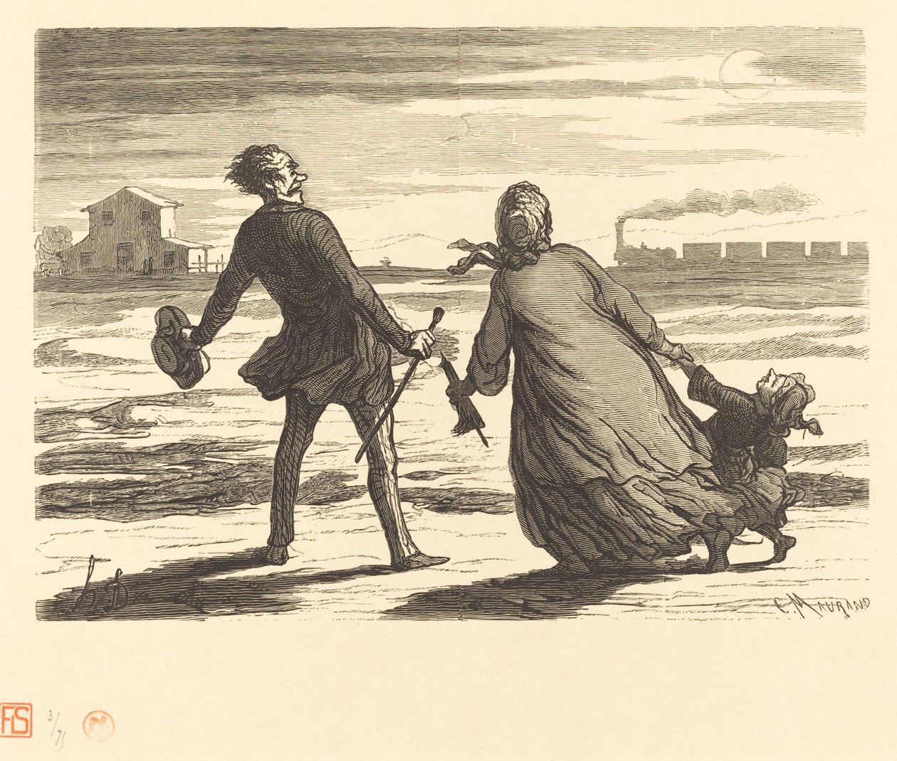 Trop tard ! - Charles Maurand after Honoré Daumier
