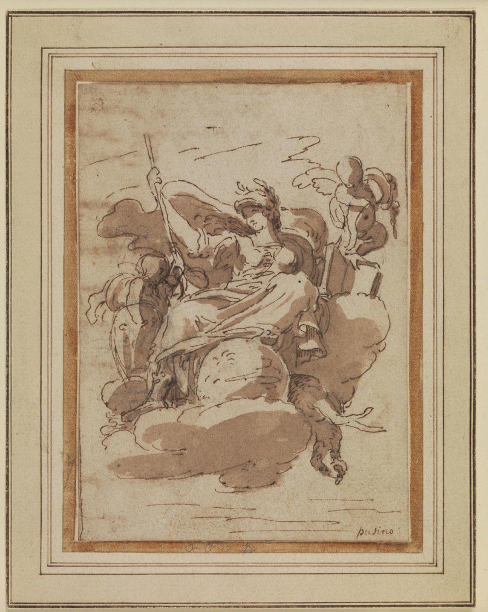 Figure féminine allégorique, assise sur des nuages - Charles Mellin