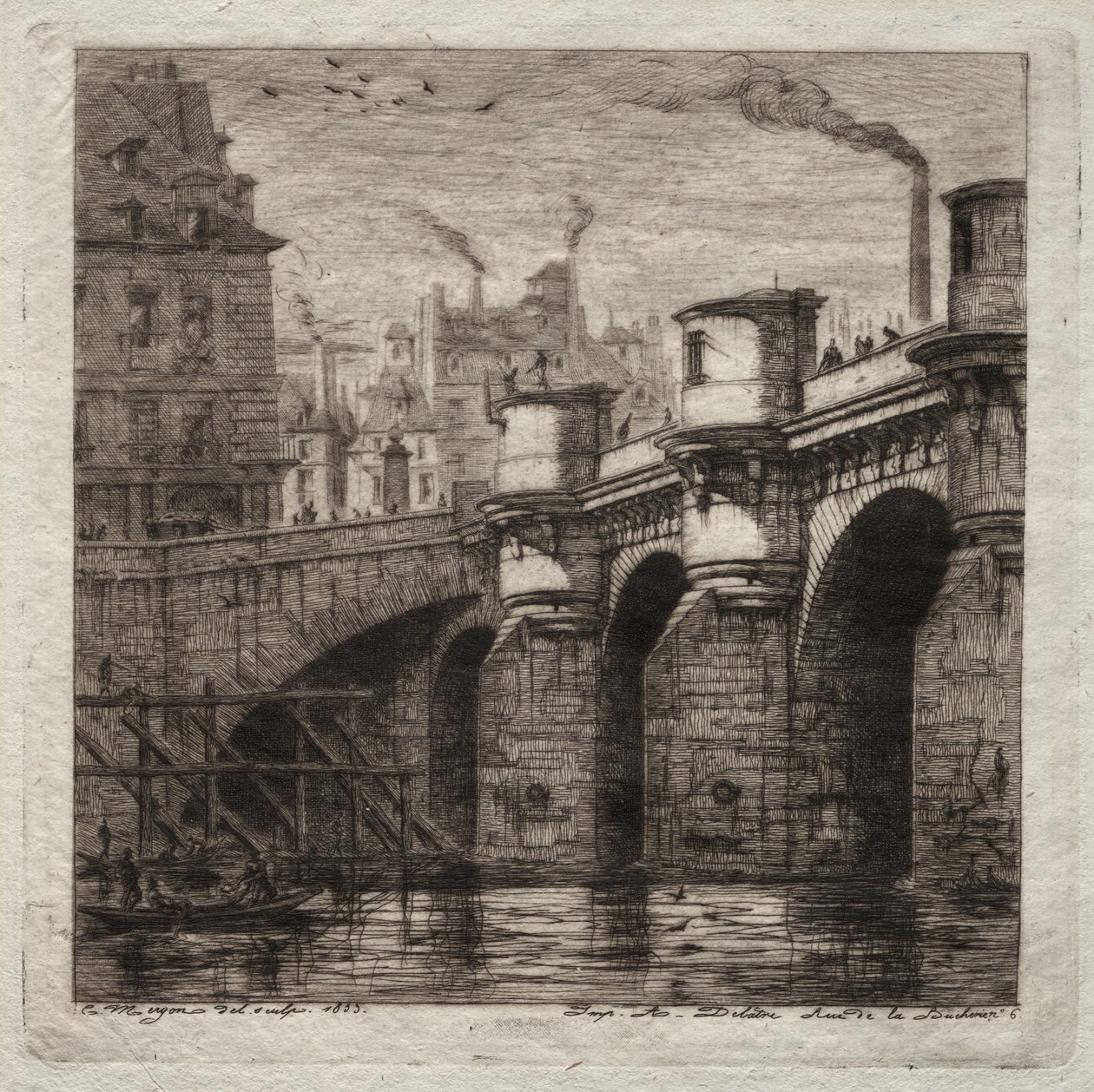 Eaux-fortes de Paris : Le Nouveau Pont - Charles Meryon