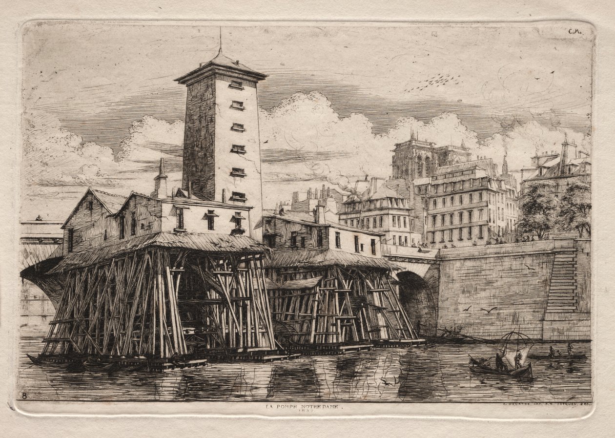 Eaux-fortes de Paris : La pompe de Notre-Dame - Charles Meryon