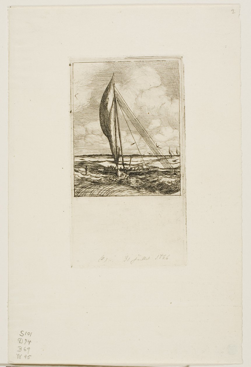 Proa à voile rapide, archipel de Mulgrave, Océanie - Charles Meryon