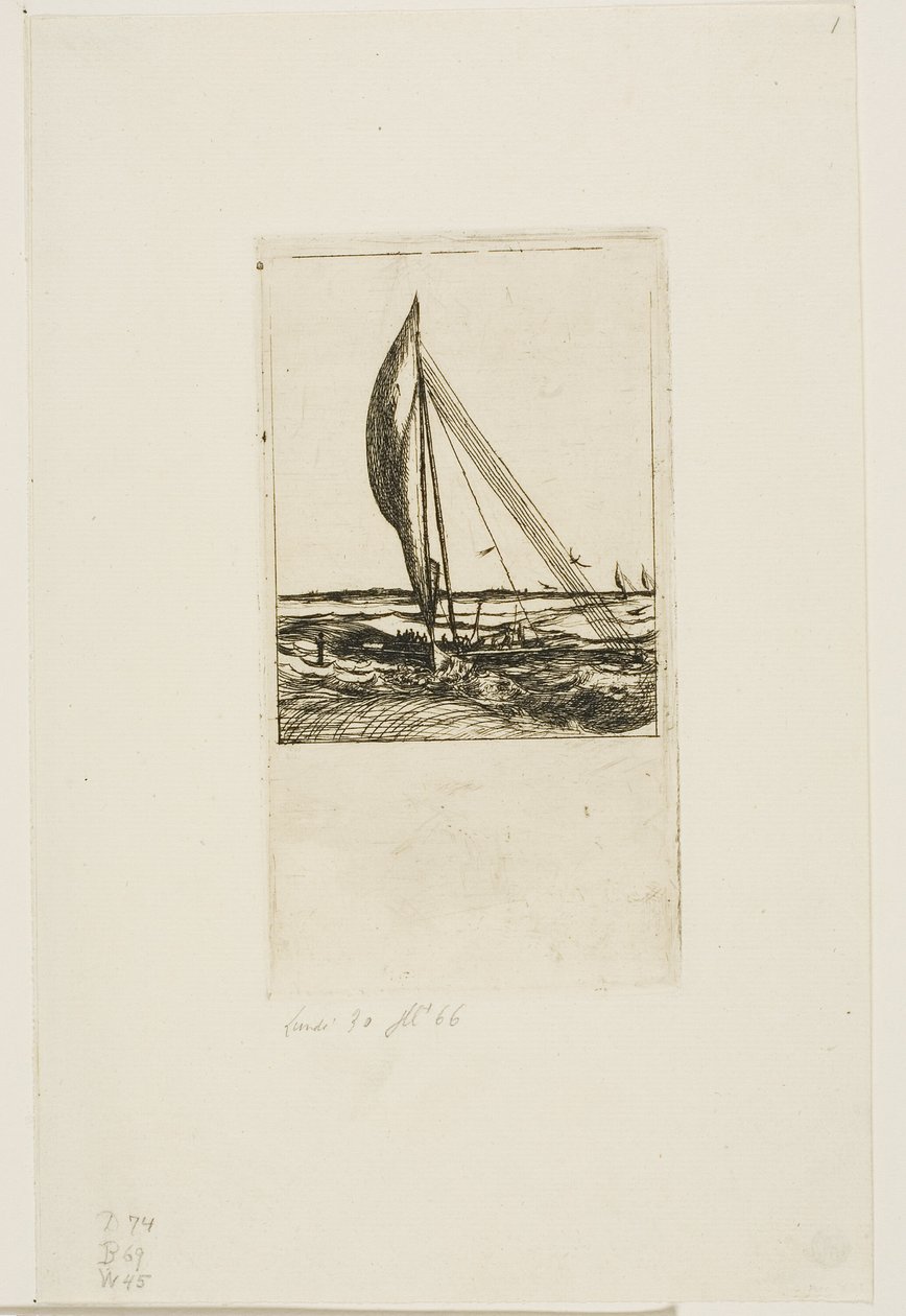 Proa à voile rapide, archipel de Mulgrave, Océanie - Charles Meryon