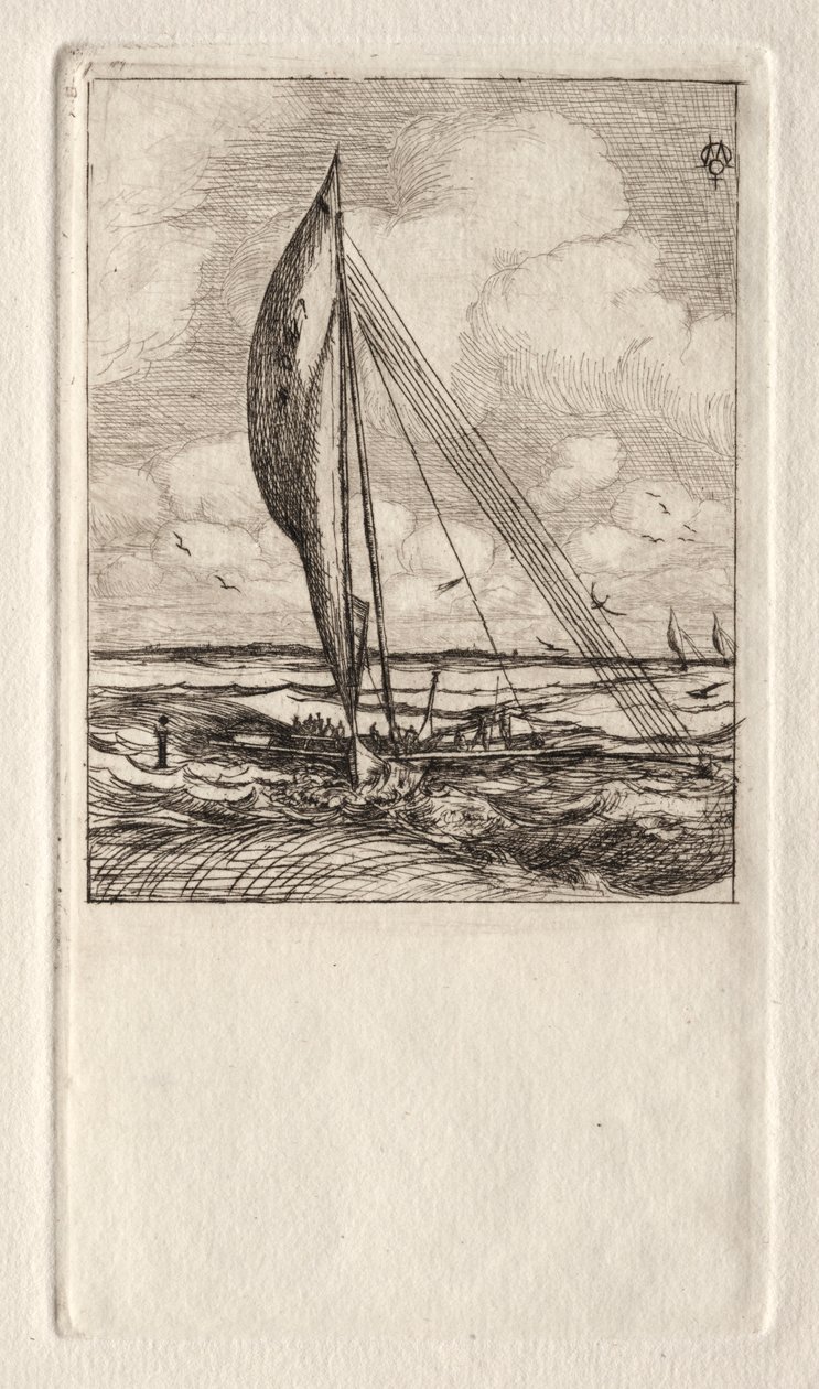 Proa à voile rapide, archipel de Mulgrave, Océanie, 1866 - Charles Meryon
