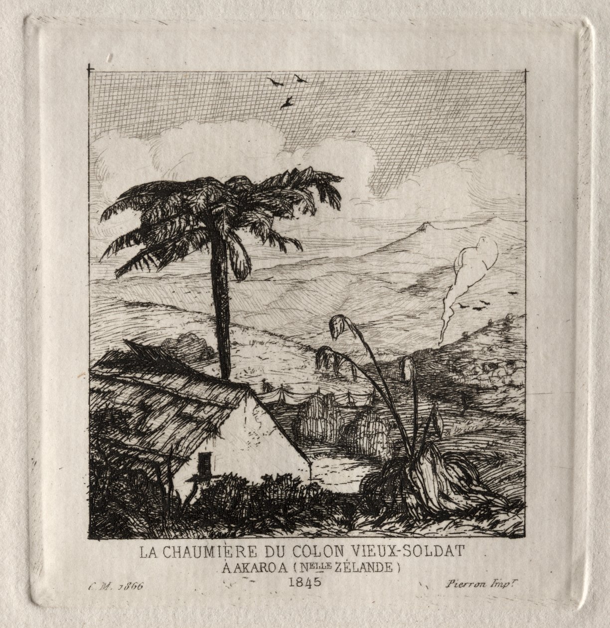 La hutte du vieux soldat colon à Akaroa, 1845 - Charles Meryon