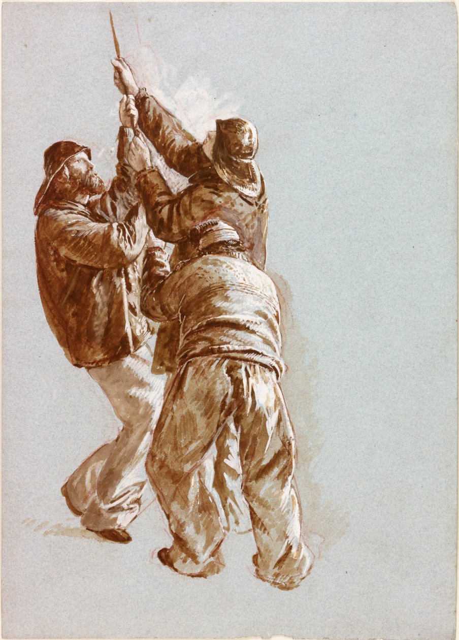 Pêcheurs tirant une corde - Charles Napier Hemy