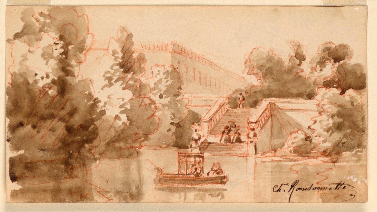 Vue imaginaire du château de Vaux-le-Vicomte - Charles Nicolas Ransonnette