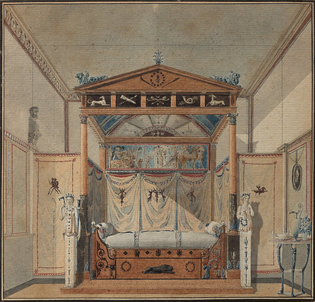 Conception du lit, vers 1800 - Charles Percier