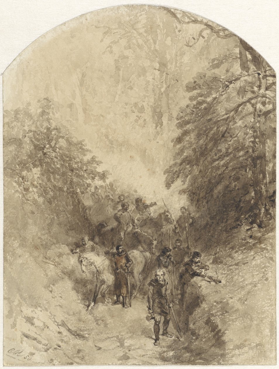 Soldats dans une forêt - Charles Rochussen