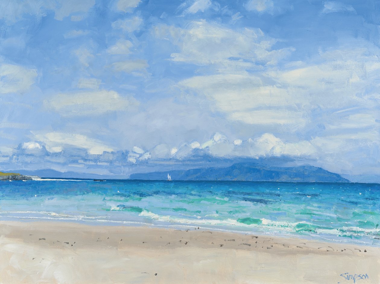 Distant Yacht, Iona, 2014 (huile sur toile) - Charles Simpson