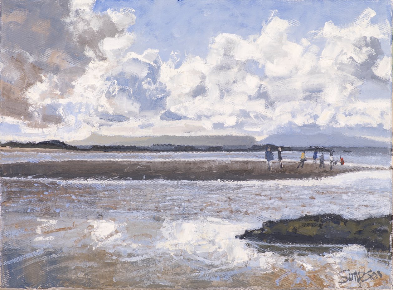 Sur la plage, 2017 (huile sur toile) - Charles Simpson