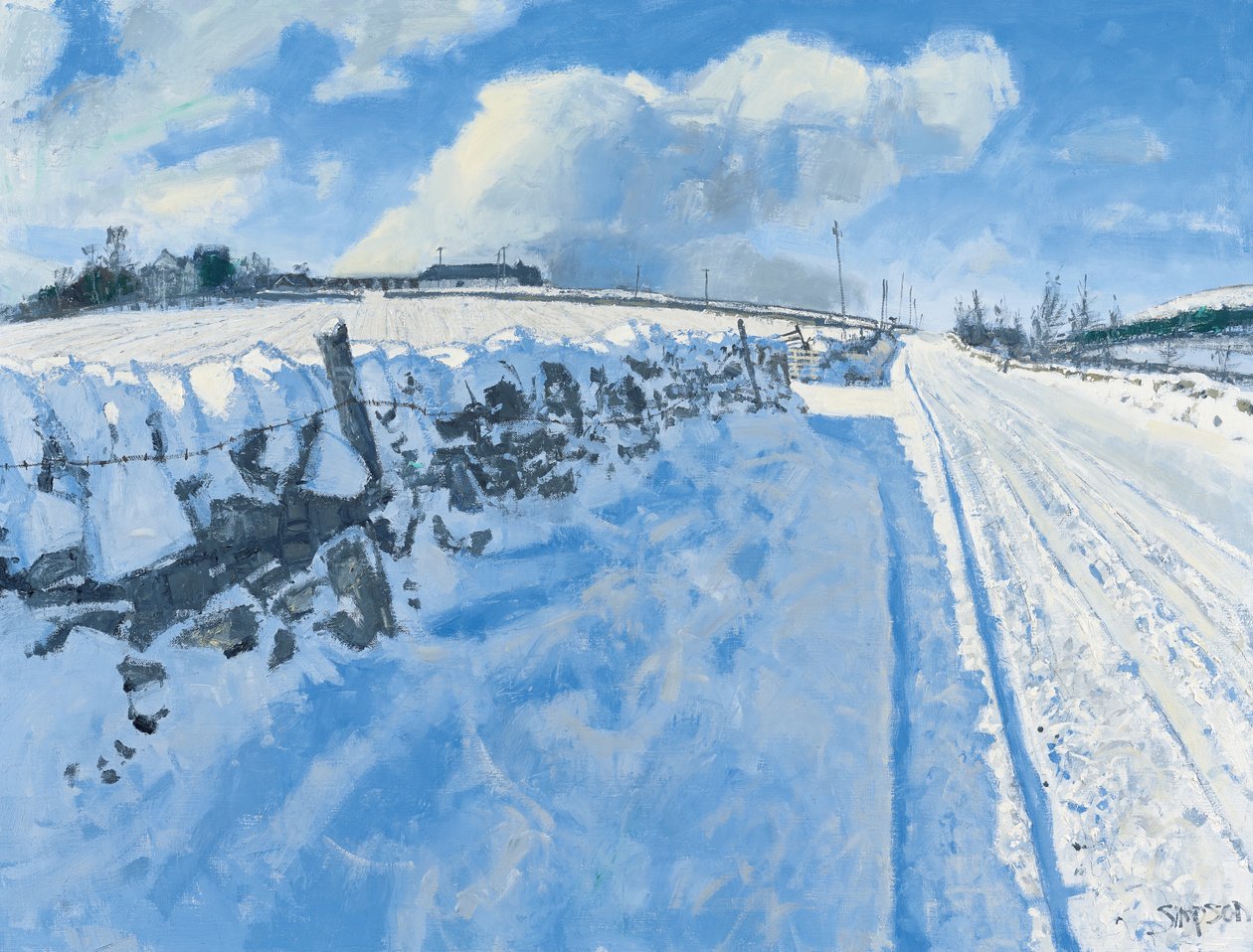 Route enneigée, 2014 (huile sur toile) - Charles Simpson