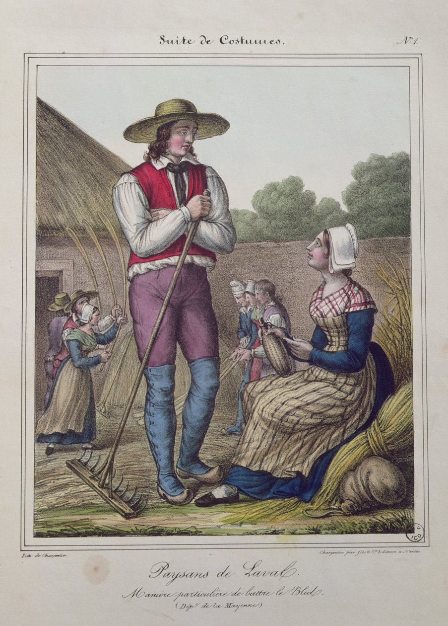 Battage du maïs dans la région de Laval, c.1845 - Charpentier