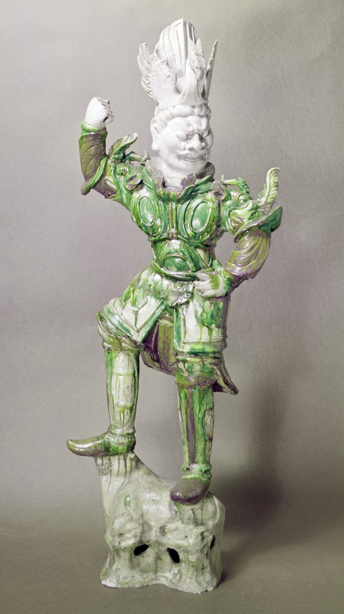 Gardien de tombe en terre cuite, chinois, dynastie Tang (618-906) - Chinese School