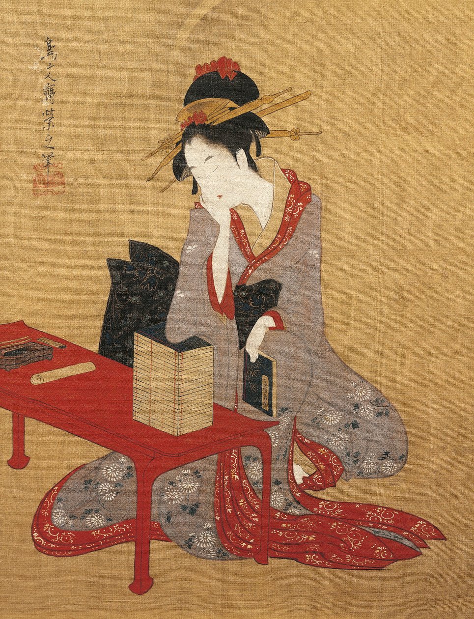 Oiran rêveuse (prostituée de haut rang) - Chobunsai Eishi