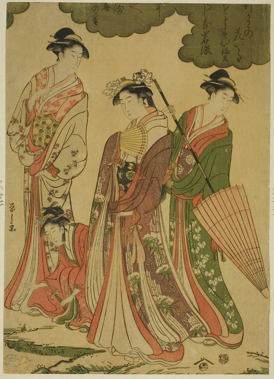 Femmes regardant les fleurs de cerisier - Chobunsai Eishi