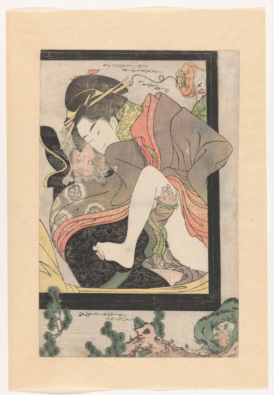 Hollandais avec une courtisane japonaise - Chokosai Eishô (attributed to)