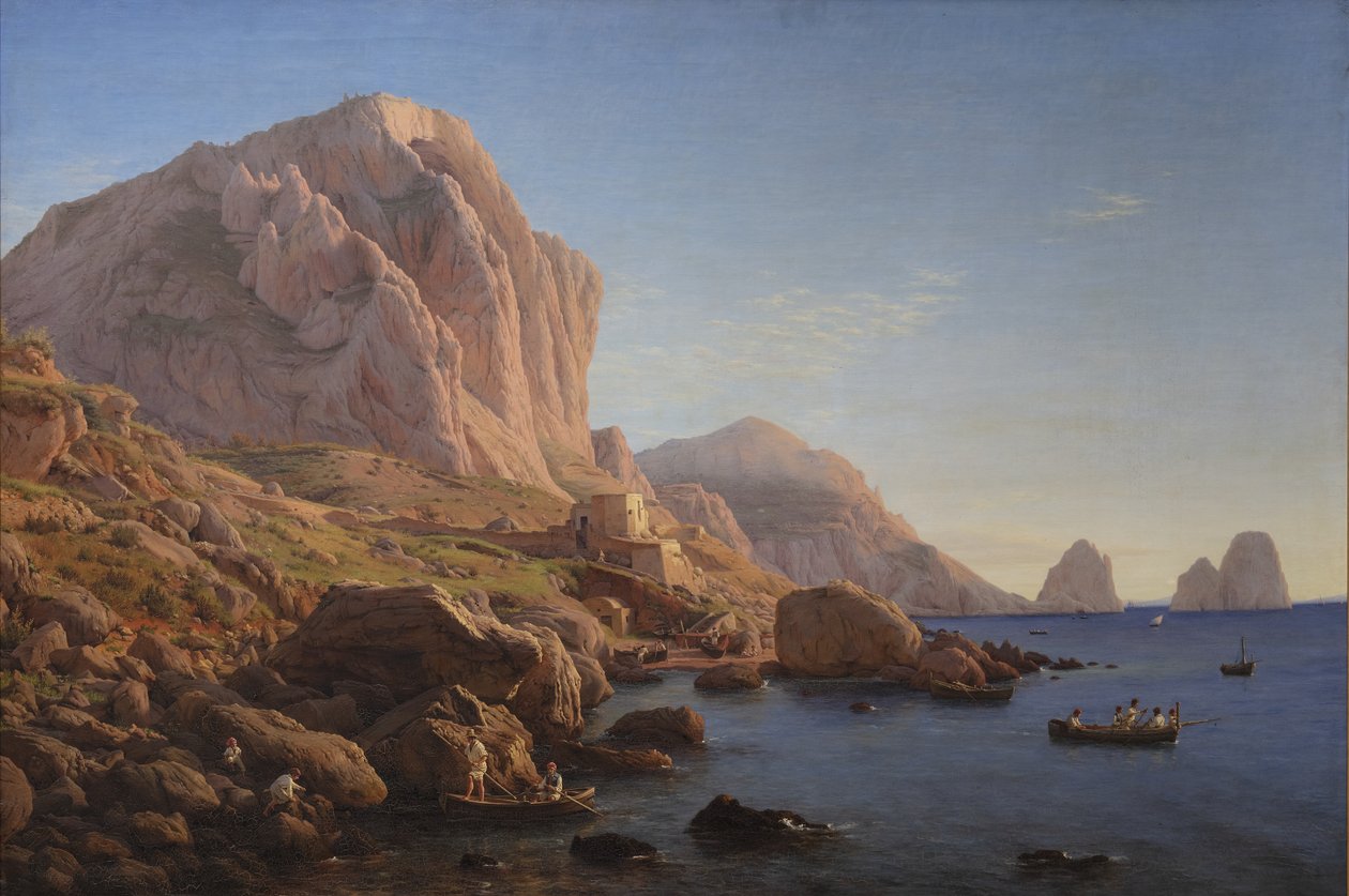 Une côte rocheuse, Capri. Après le lever du soleil - Christen Købke