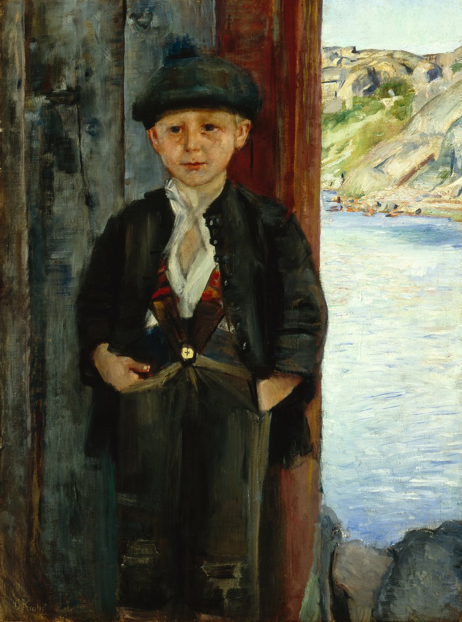Garçon près du mur de la maison, vers 1890 - Christian Krohg