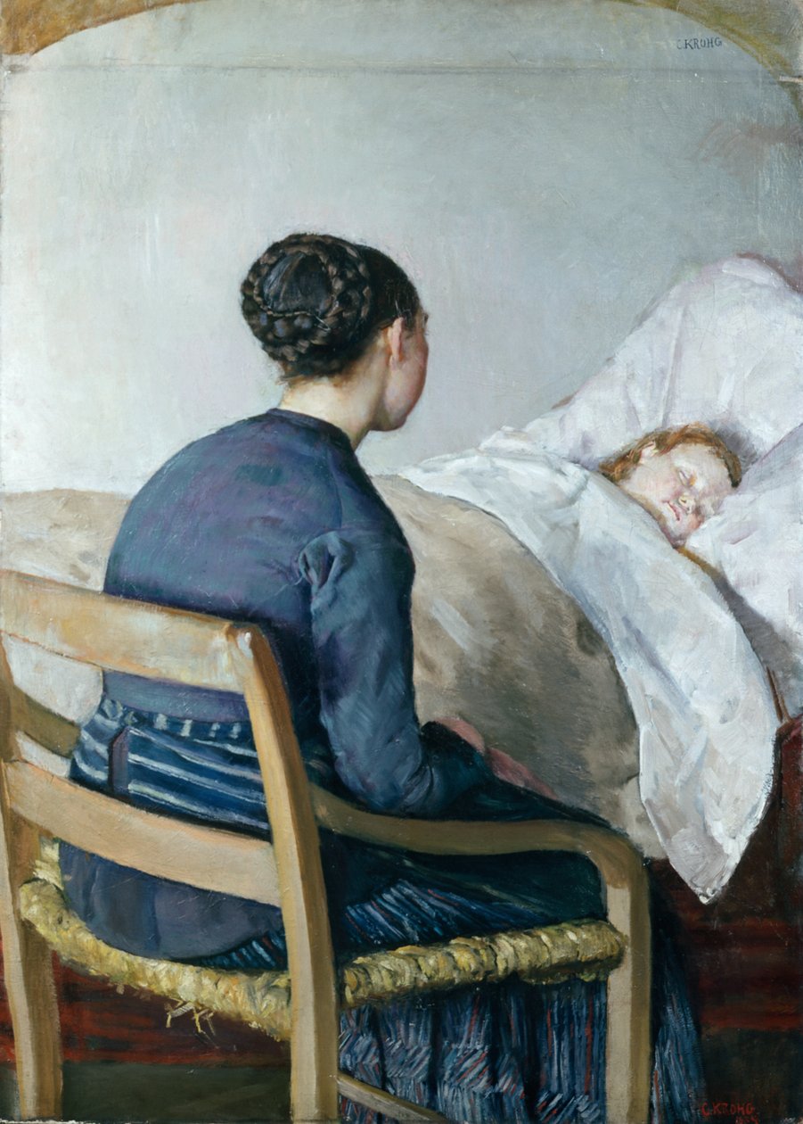 Mère au chevet de son enfant malade - Christian Krohg