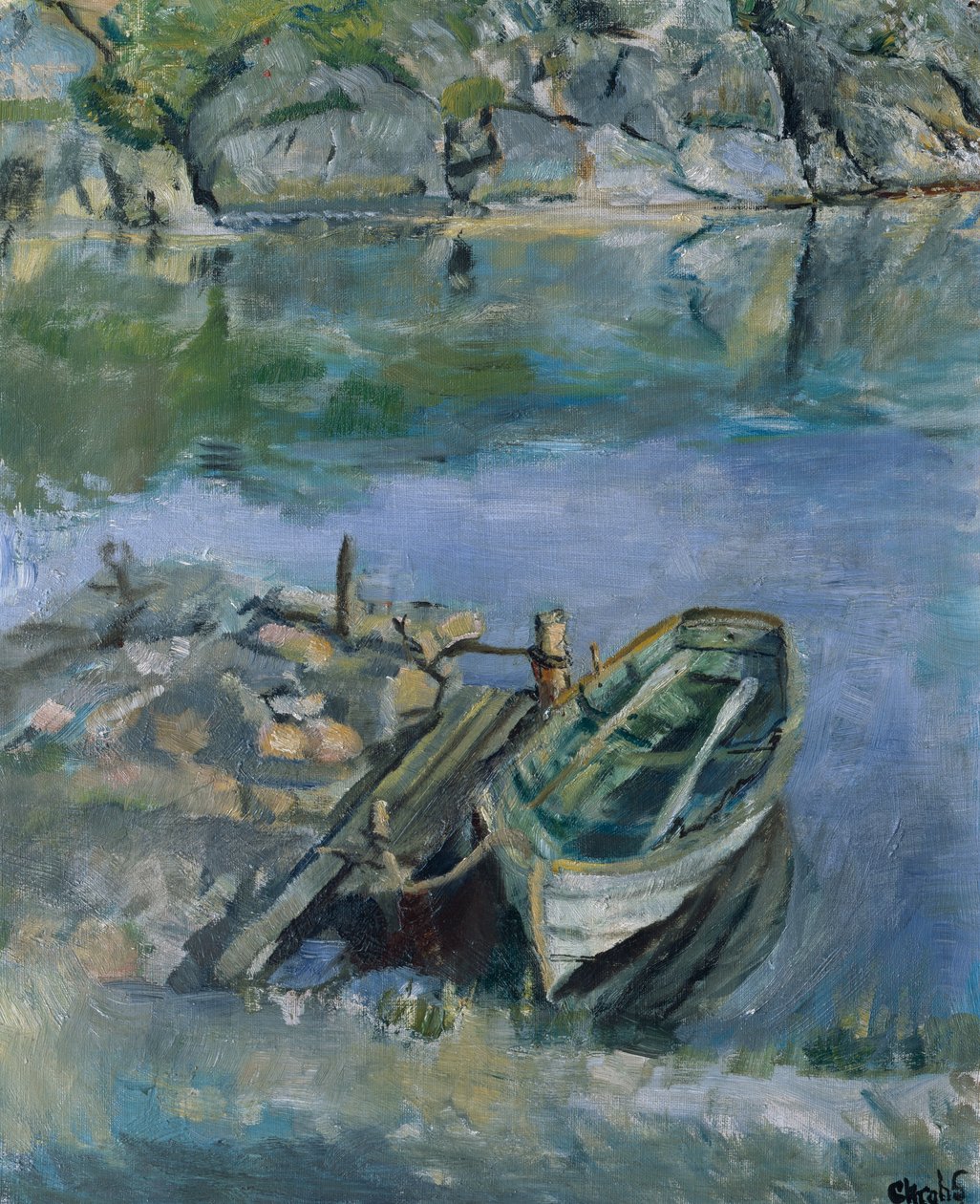 Barque à rames avec quai - Christian Krohg