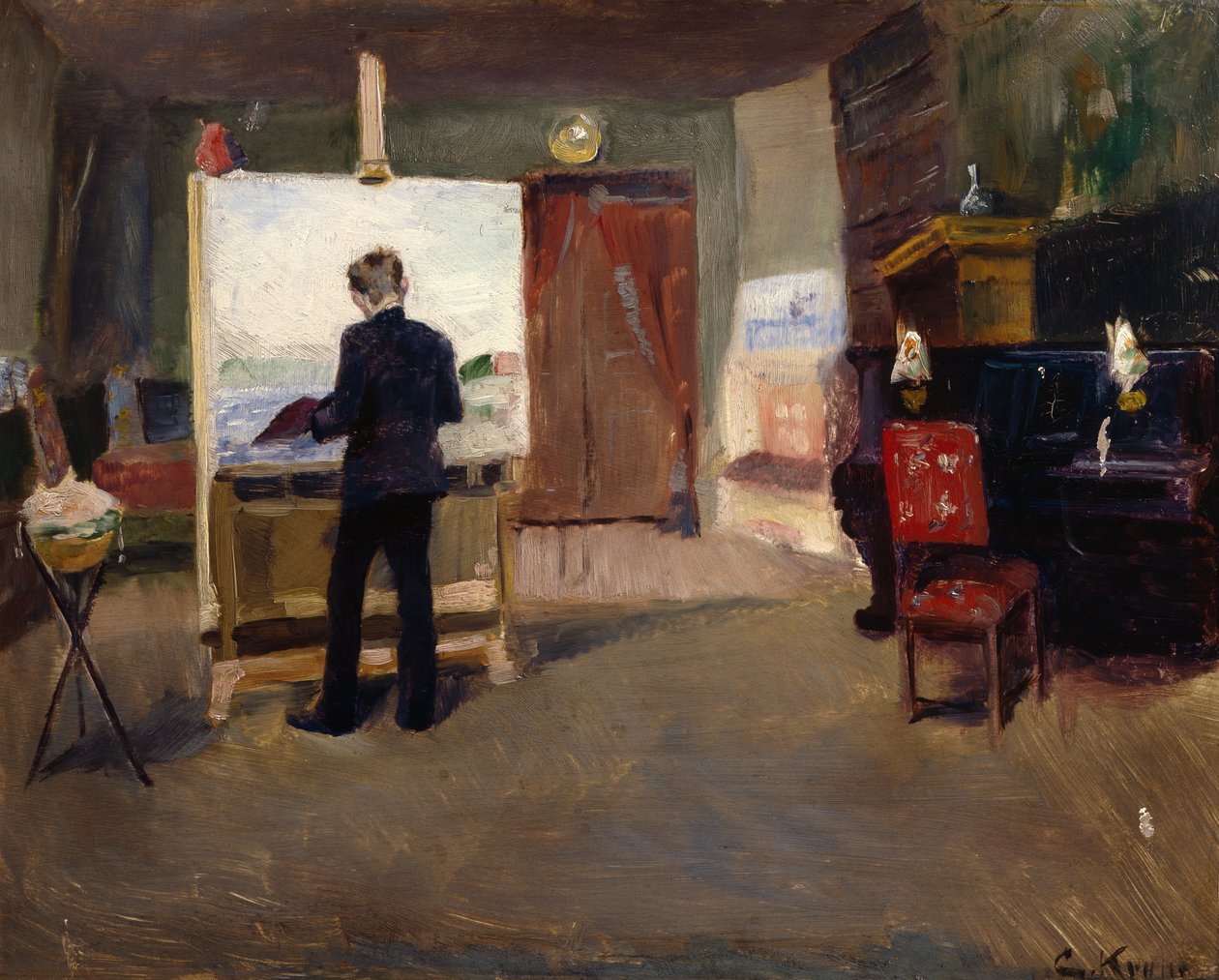 Le peintre Nils Hansteen dans l