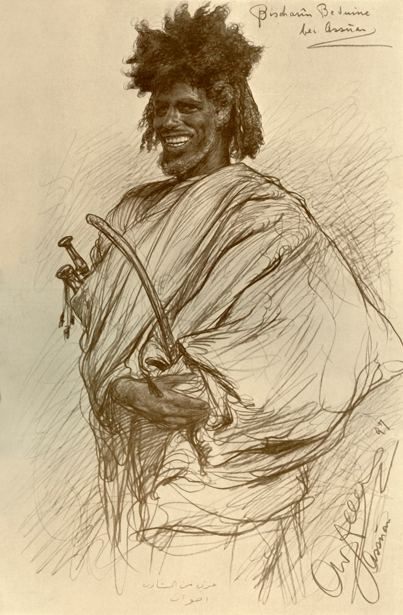 Homme Bishari, Assouan, Égypte, 1898 - Christian Wilhelm Allers