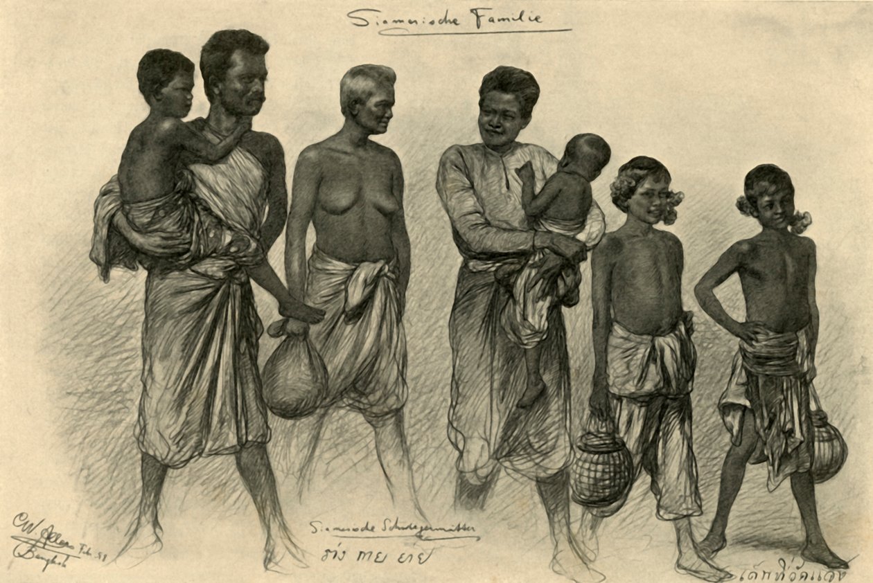 Famille siamoise, Bangkok, 1898 - Christian Wilhelm Allers