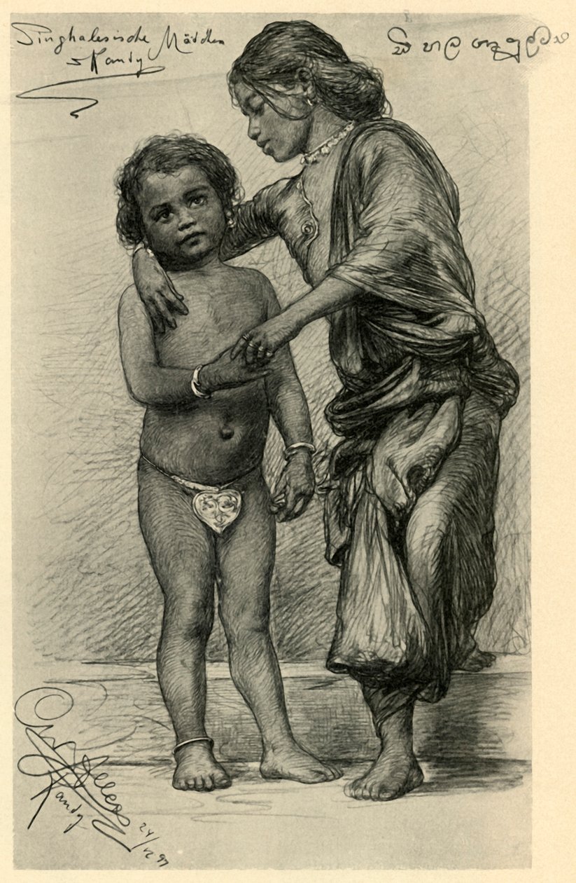 Filles cinghalaises, Kandy, Ceylan, 1898 - Christian Wilhelm Allers
