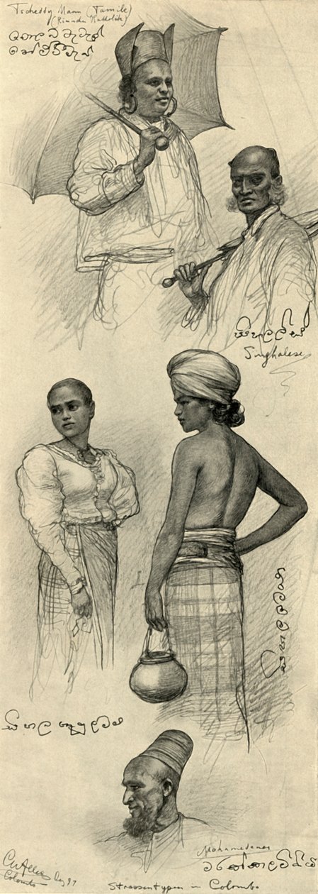 Études de personnes, Colombo, Ceylan, 1898 - Christian Wilhelm Allers