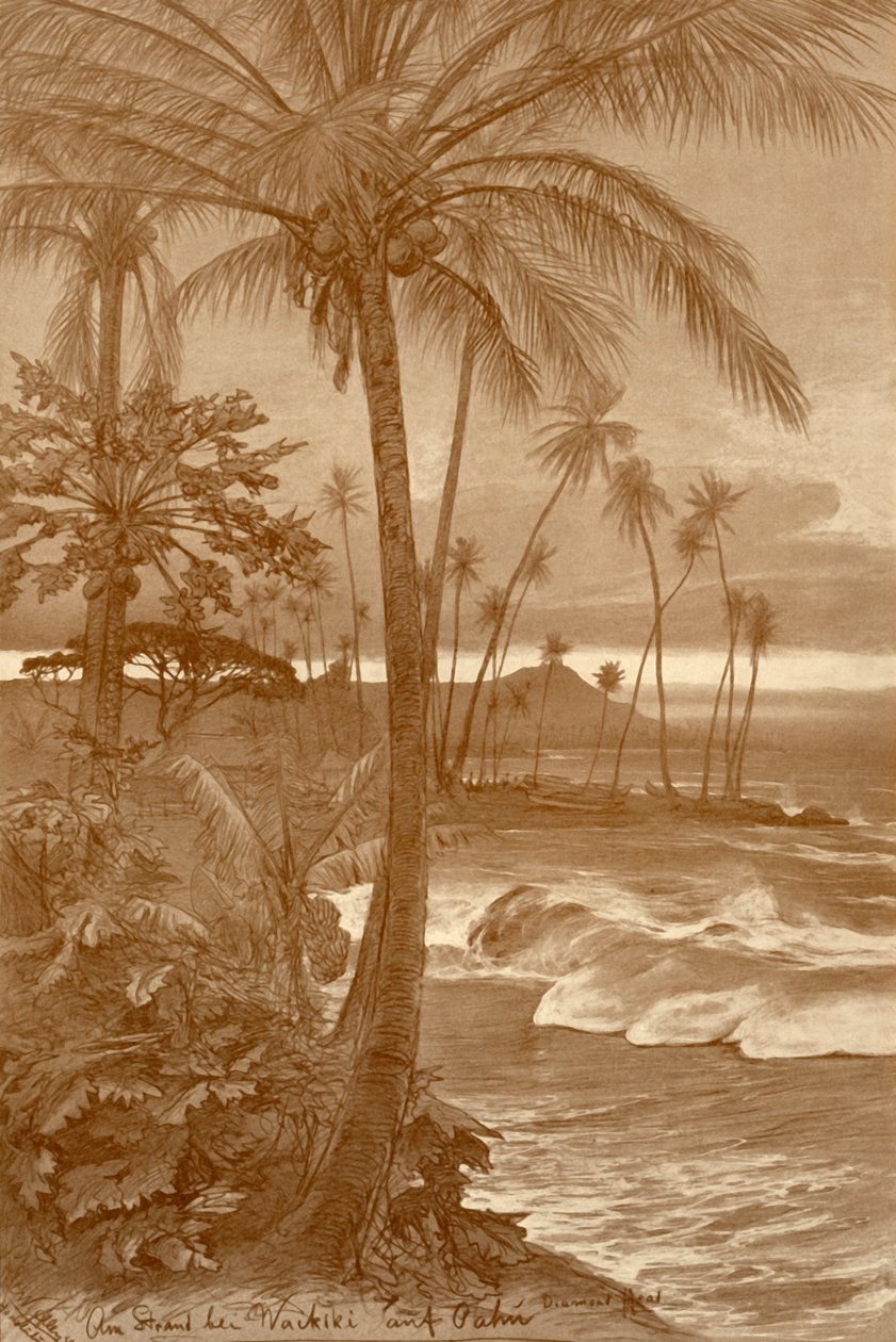 La plage de Waikiki, Hawaï, 1898 - Christian Wilhelm Allers