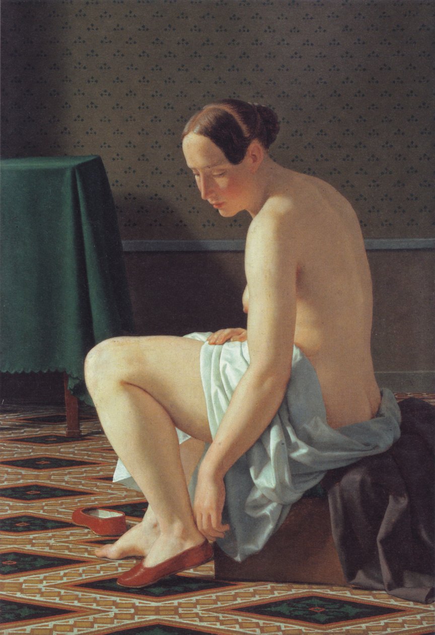 Jeune femme en train de mettre ses pantoufles - Christoffer Wilhelm Eckersberg