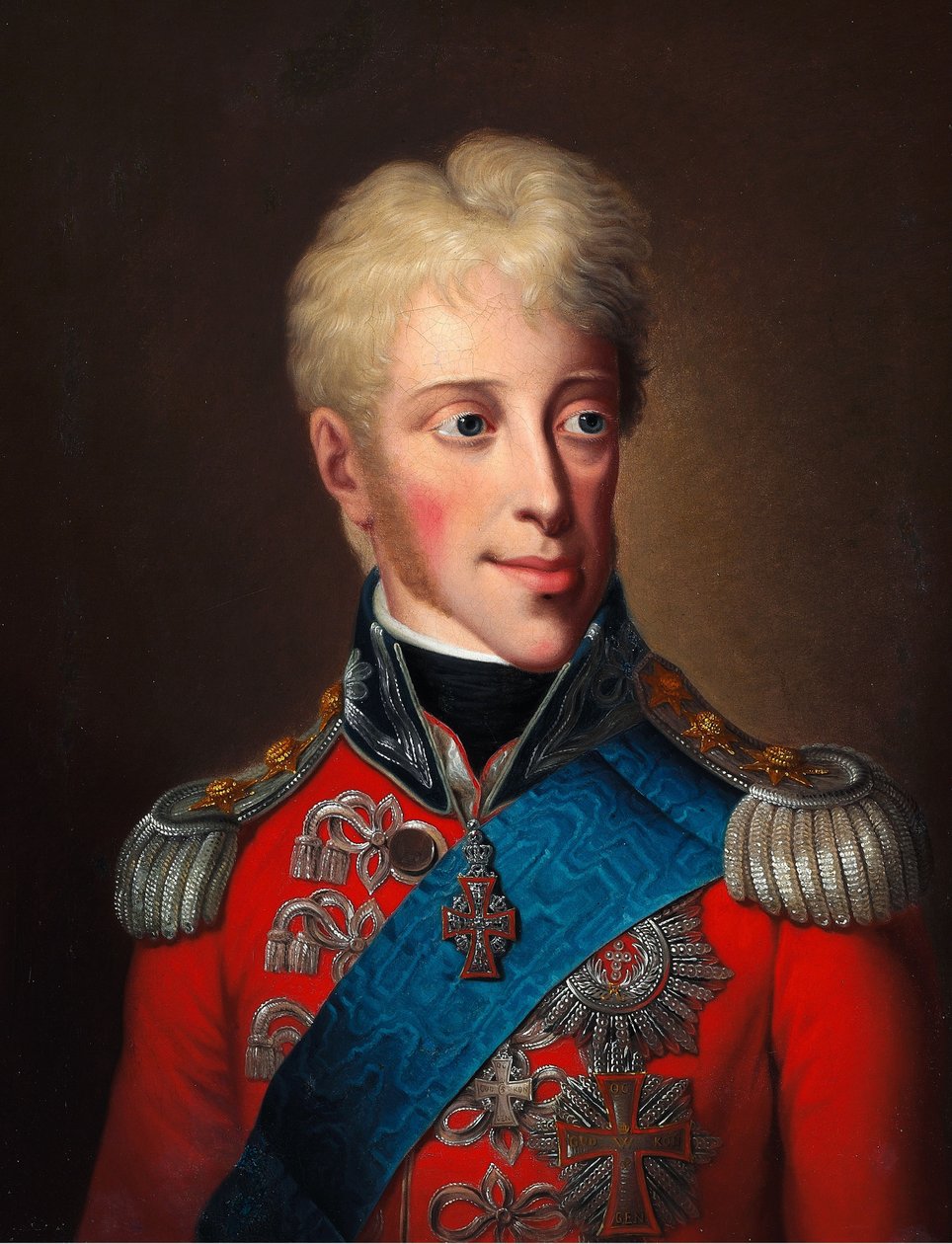 Portrait de Frédéric VI (1784-1839) en veste rouge et avec l