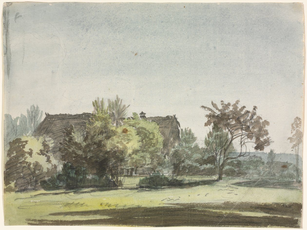 Ferme derrière des arbres, vers 1790 - Christoph Nathe