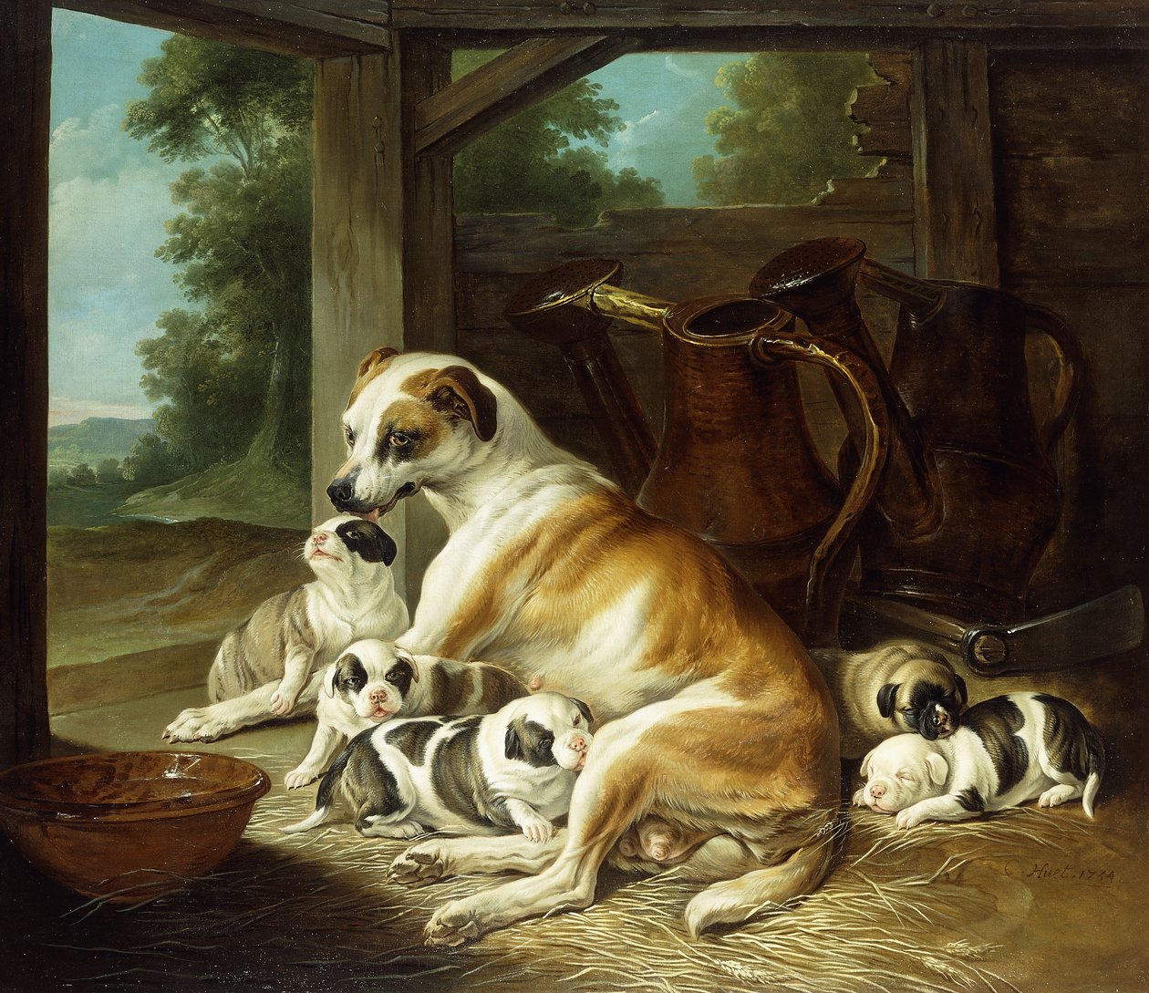 Une mère avec ses chiots, 1734 - Christophe Huet
