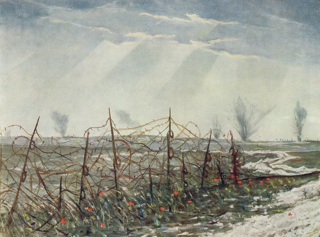 Depuis une tranchée de première ligne, des artistes britanniques au front, continuation du Front occidental, 1918 - Christopher Richard Wynne Nevinson