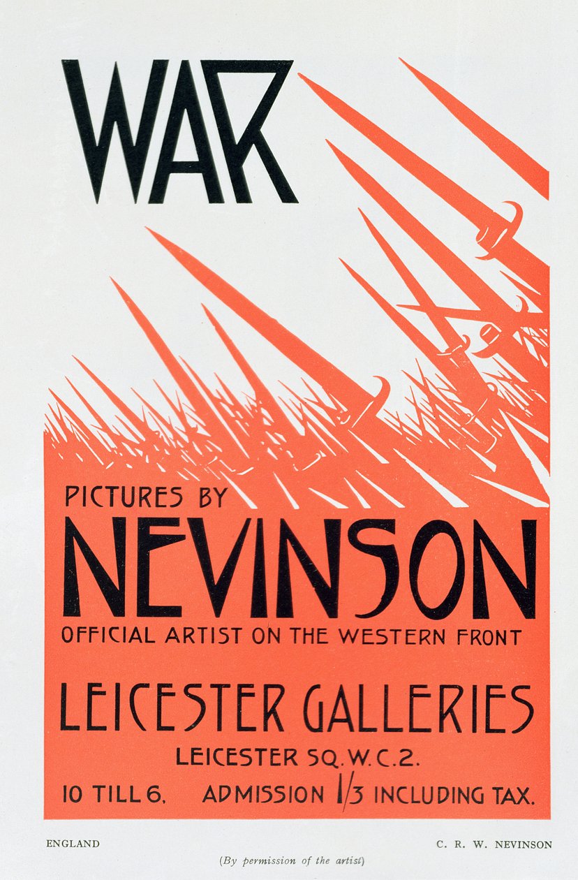 Images de guerre par Nevinson, artiste officiel sur le front occidental, affiche pour une exposition - Christopher Richard Wynne Nevinson