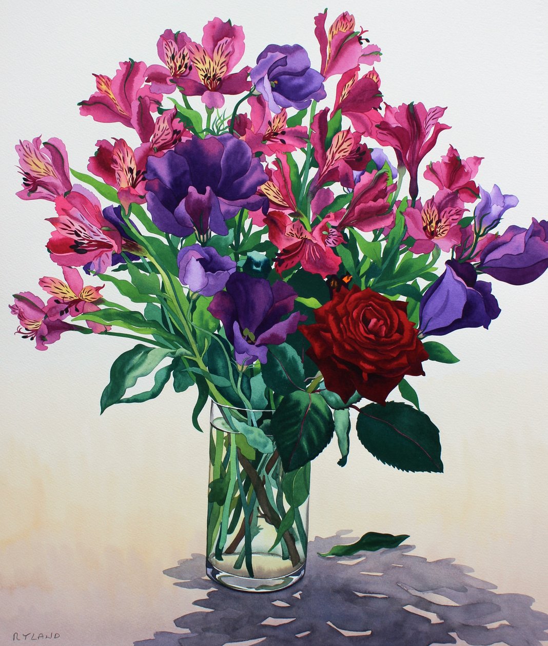 Fleurs avec rose rouge - Christopher Ryland