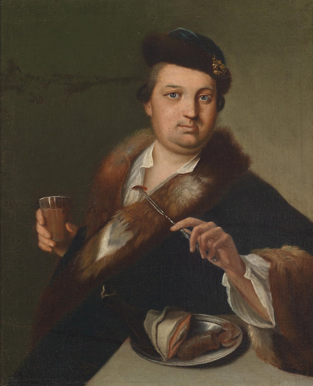 Un homme mangeant un repas - Circle of Jan Kupecký