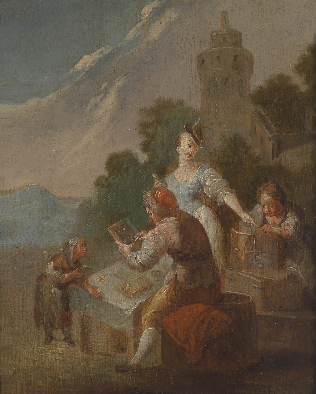 Enfants en cours en plein air - Circle of Johann Georg Platzer