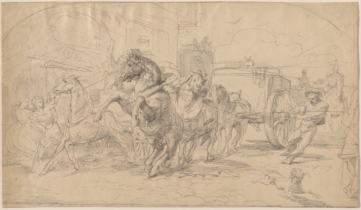 La calèche en fuite - Circle of Eugène Delacroix