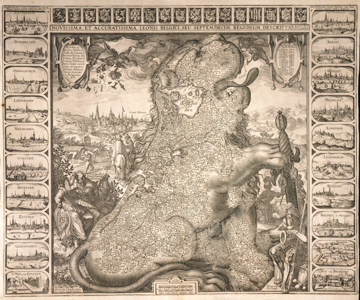 Les dix-sept régions du lion belge, c.1583 - Claes Jansz Visscher