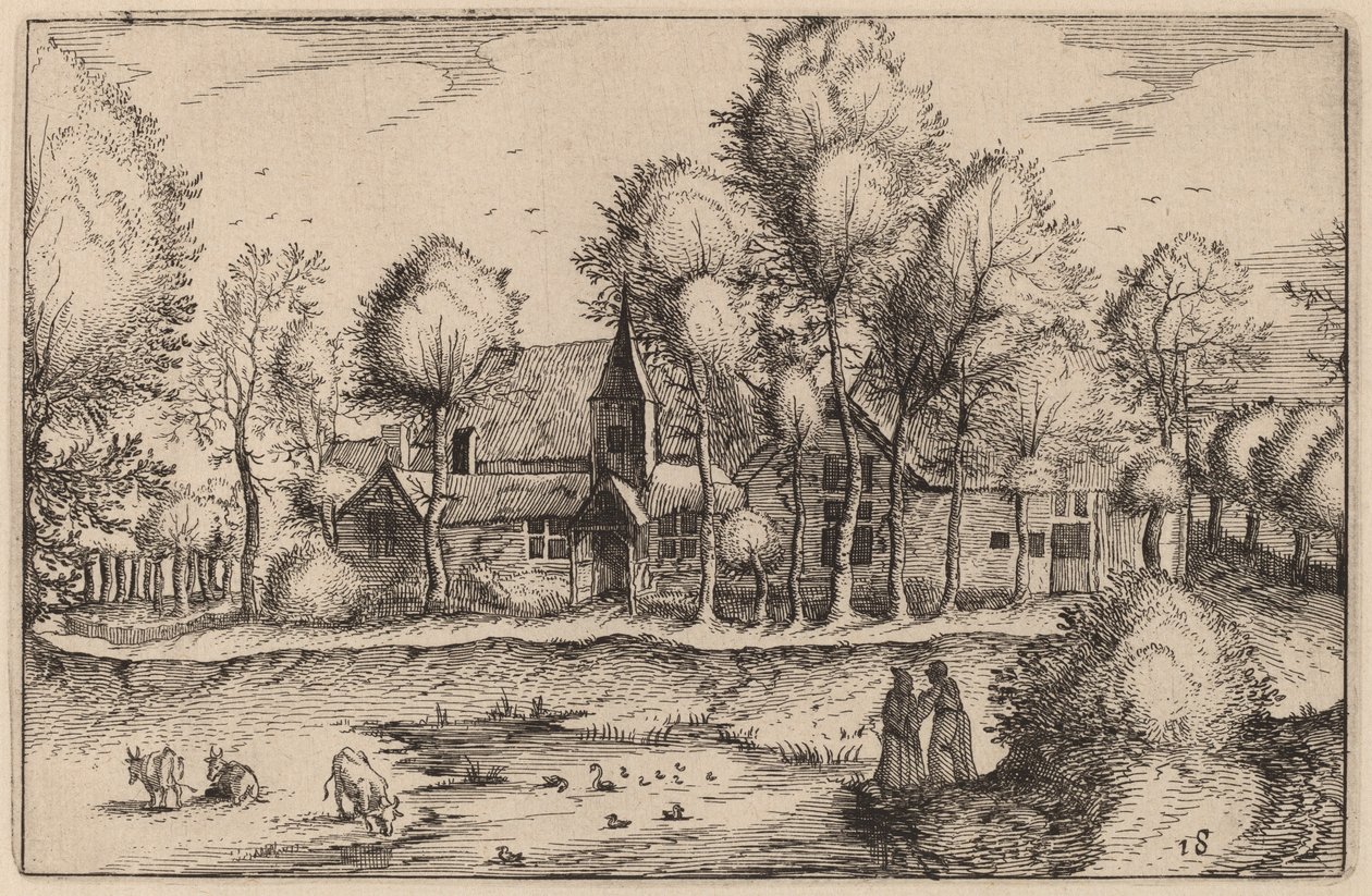 Un étang - Claes Jansz Visscher after Johannes van Doetechum, the Elder after Lucas