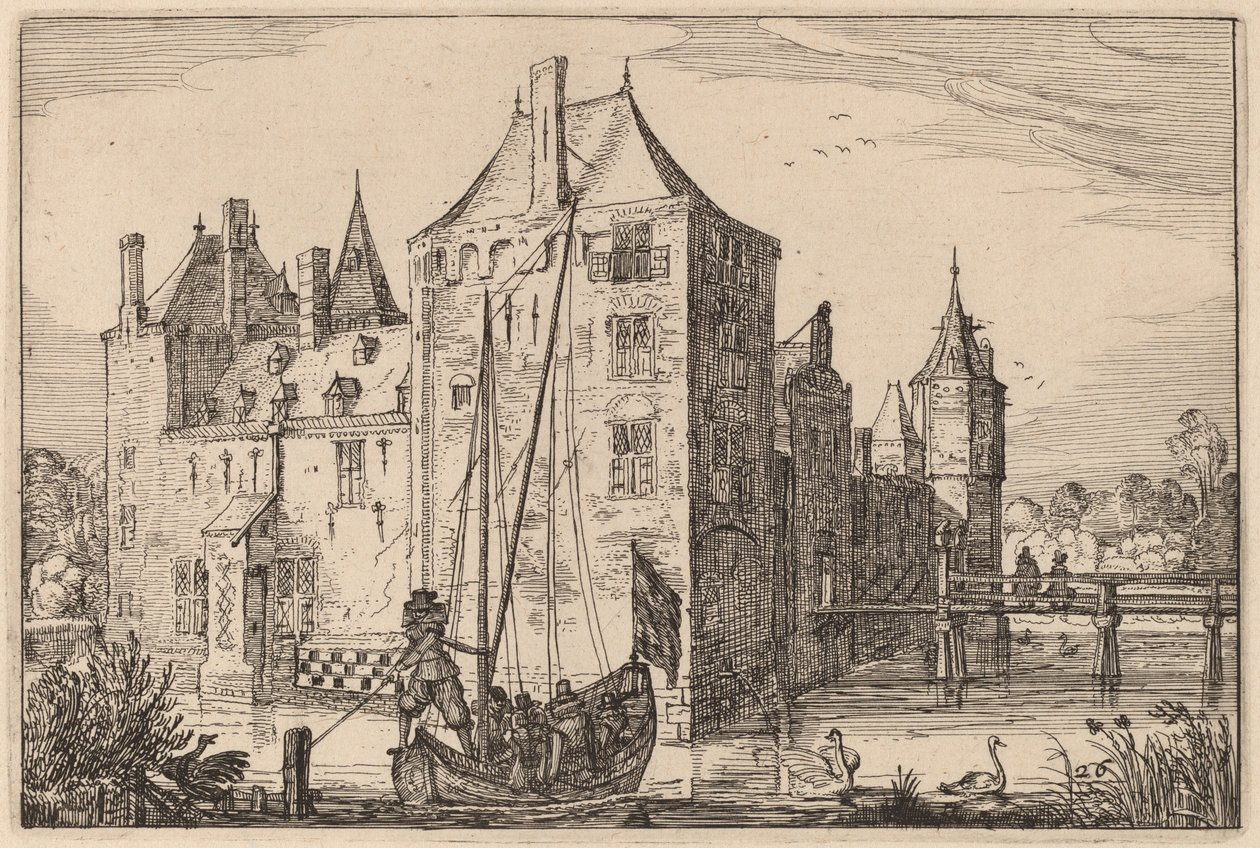 Château (Warmond?) - Claes Jansz Visscher after Johannes van Doetechum, the Elder after Lucas