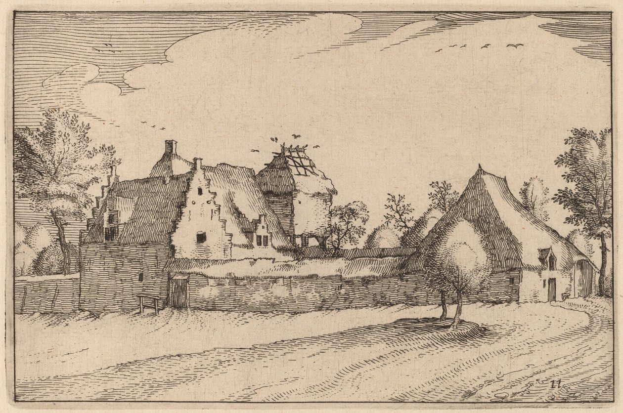 Ferme Enceinte - Claes Jansz Visscher after Johannes van Doetechum, the Elder after Lucas