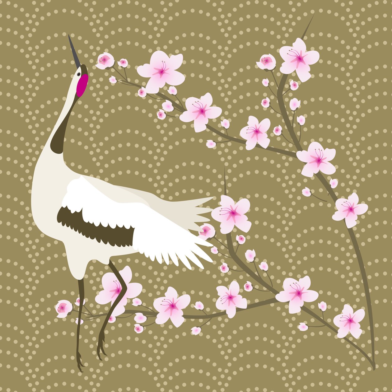 Le cerisier en fleurs et la grue - Claire Huntley