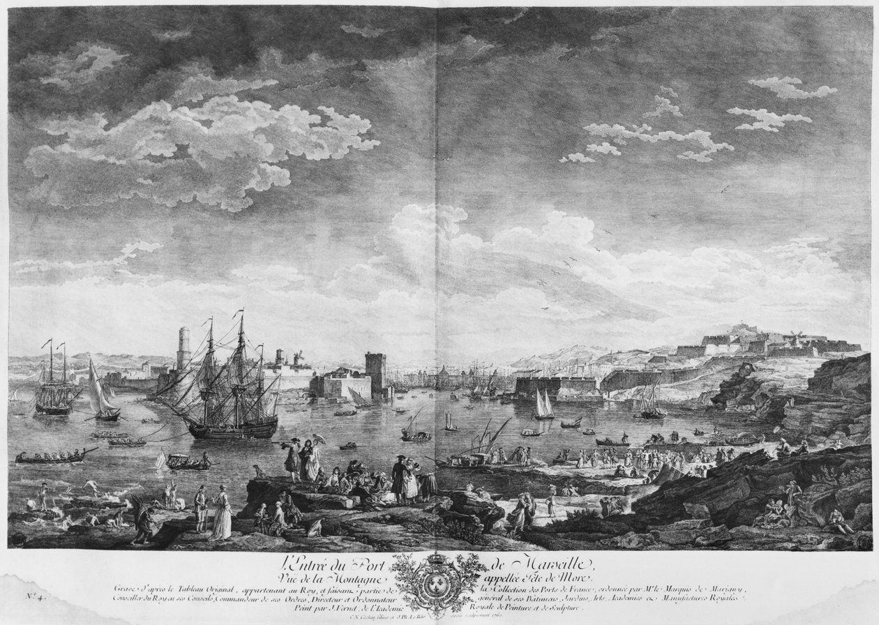 Entrée du port de Marseille, vue de la montagne appelée Tête de More, série de 