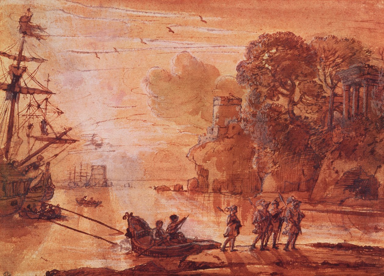 Le Débarquement des guerriers dans un port, possiblement Énée en Latium, 1660-65 - Claude Lorrain